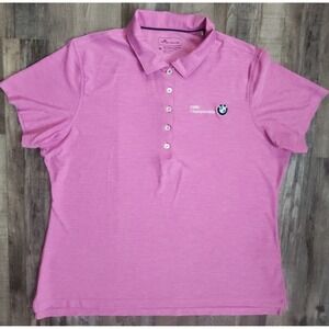 Peter Millar Polo Shirt Womens XL Pink BMW Championship Golf UPF 50+ Stretch